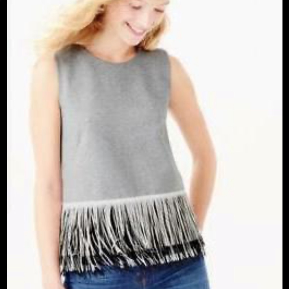 J CREW KNIT TOP WITH  FRINGE